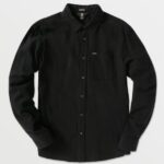 camisa caden lisa de manga larga negro Z44ZX149 ropa hombres