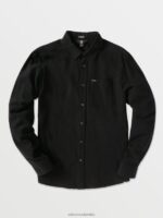 camisa caden lisa de manga larga negro Z44ZX149 ropa hombres