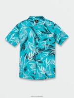 camisa de manga corta con hojas sangrantes azul eléctrico Z44ZX163 ropa hombres - Image 5