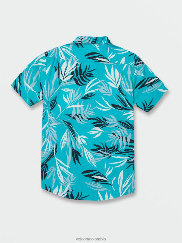 camisa de manga corta con hojas sangrantes azul eléctrico Z44ZX163 ropa hombres - Image 6
