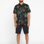 camisa de manga corta de tiempo de la isla combo negro Z44ZX144 ropa hombres