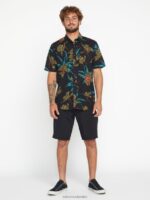 camisa de manga corta de tiempo de la isla combo negro Z44ZX144 ropa hombres