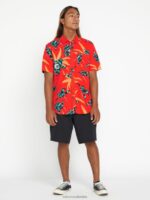 camisa de manga corta de tiempo de la isla naranja roja Z44ZX152 ropa hombres