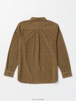 camisa de manga larga de lucioperca caqui oscuro Z44ZX134 ropa hombres - Image 2