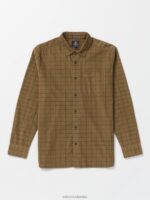 camisa de manga larga de lucioperca caqui oscuro Z44ZX134 ropa hombres