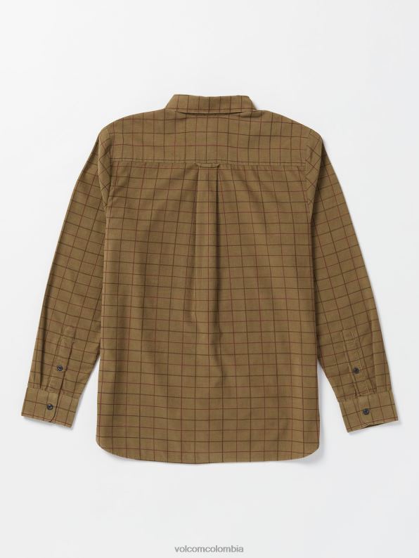 camisa de manga larga de lucioperca caqui oscuro Z44ZX134 ropa hombres - Image 3