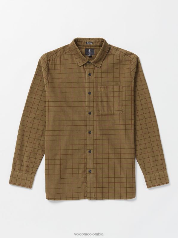 camisa de manga larga de lucioperca caqui oscuro Z44ZX134 ropa hombres - Image 1