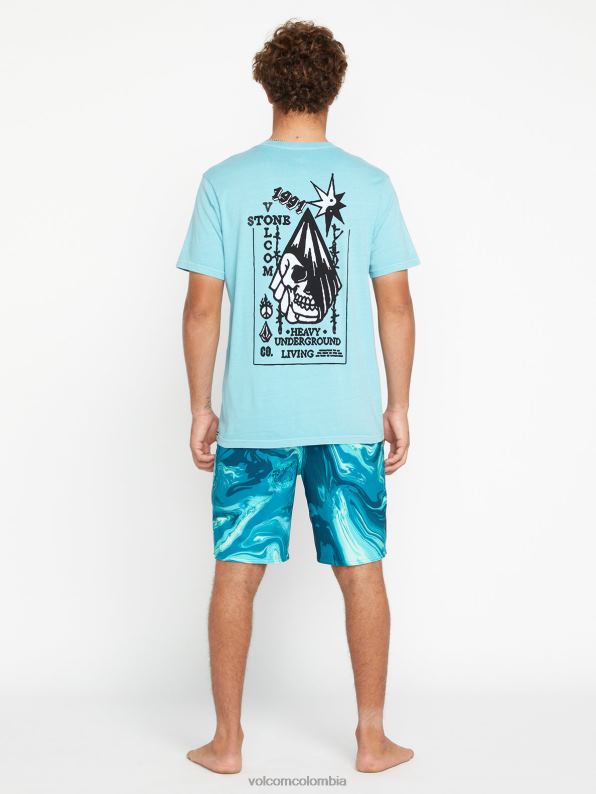 camiseta de manga corta de vida pesada cali azul brezo Z44ZX90 ropa hombres - Image 2