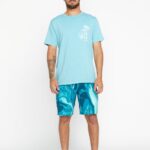 camiseta de manga corta de vida pesada cali azul brezo Z44ZX90 ropa hombres