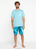 camiseta de manga corta de vida pesada cali azul brezo Z44ZX90 ropa hombres