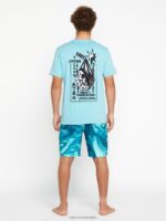 camiseta de manga corta de vida pesada cali azul brezo Z44ZX90 ropa hombres - Image 3