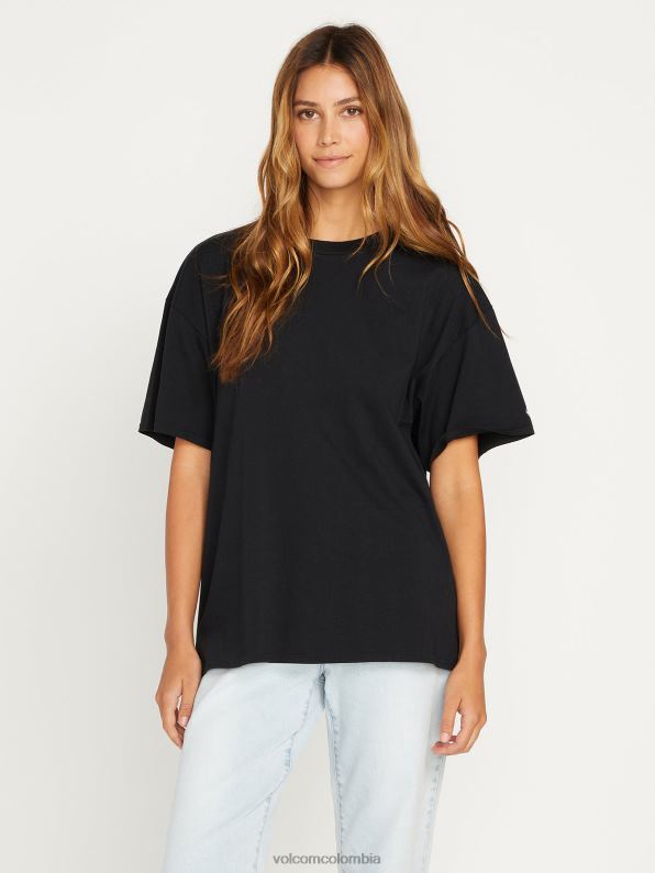 camiseta_de_manga_corta_solida_con_lanzamiento_de_piedras_negro_z44zx821_ropa_mujer.jpg camiseta de manga corta sólida con lanzamiento de piedras negro Z44ZX821 ropa mujer - Image 1