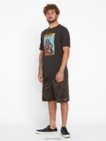 camiseta de manga corta sumergida de la granja a lana vendimia negro Z44ZX119 ropa hombres