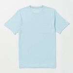 camiseta sólida de manga corta con bolsillo azul brumoso Z44ZX13 ropa hombres