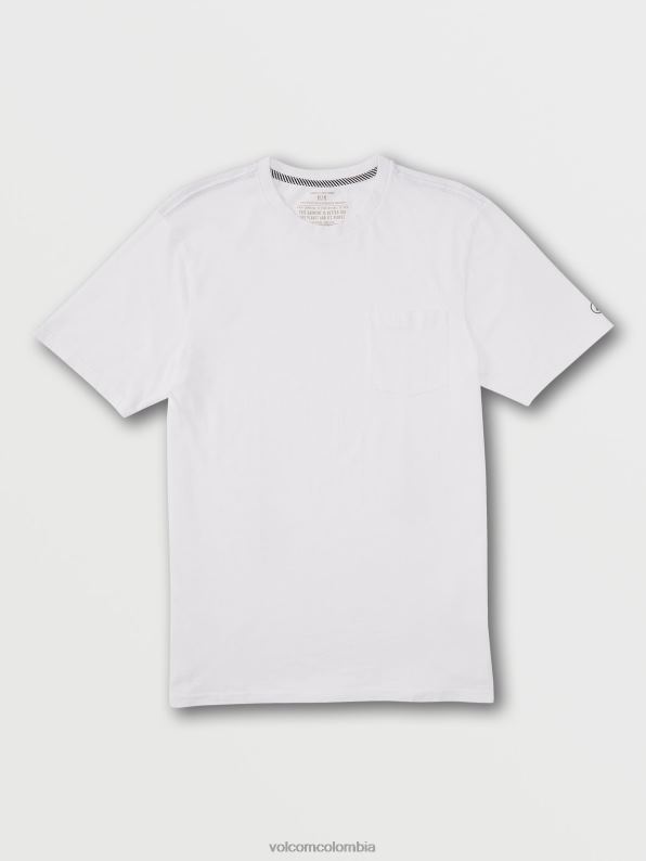 camiseta sólida de manga corta con bolsillo blanco Z44ZX123 ropa hombres - Image 2
