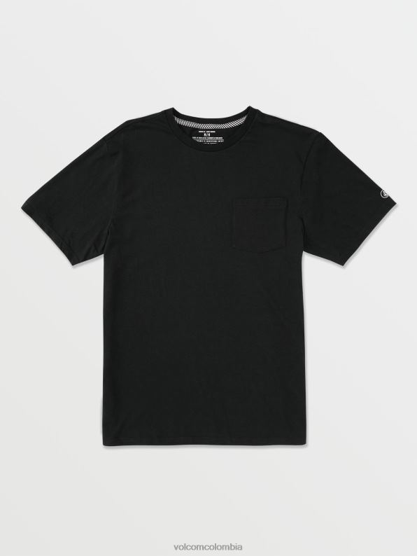 camiseta sólida de manga corta con bolsillo negro Z44ZX109 ropa hombres - Image 1