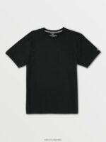 camiseta sólida de manga corta con bolsillo negro Z44ZX114 ropa hombres