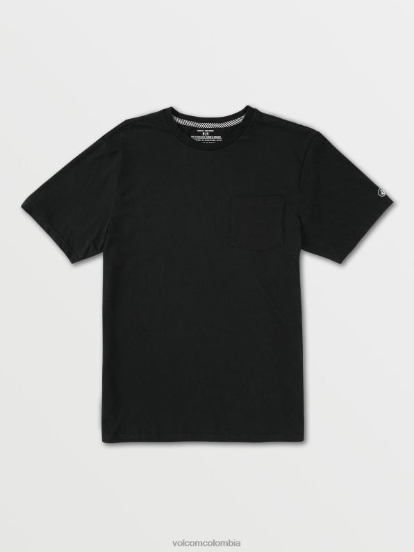 camiseta sólida de manga corta con bolsillo negro Z44ZX114 ropa hombres - Image 1