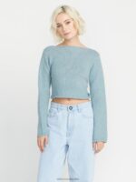 con un suéter torcido azul ahumado Z44ZX860 ropa mujer - Image 9