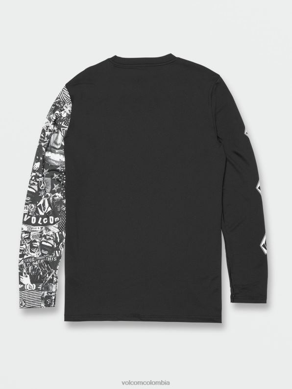 icónico collage de piedras manga larga upf 50 rashguard negro Z44ZX112 ropa hombres - Image 2
