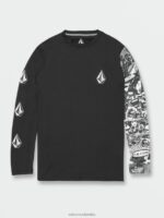 icónico collage de piedras manga larga upf 50 rashguard negro Z44ZX112 ropa hombres