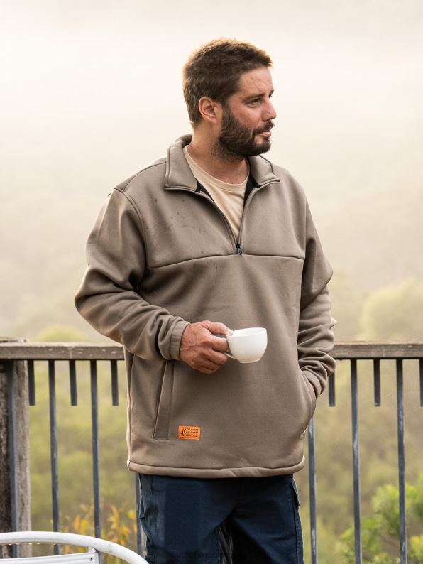 jersey de forro polar con cremallera de workwear abigarrado Z44ZX170 ropa hombres - Image 1