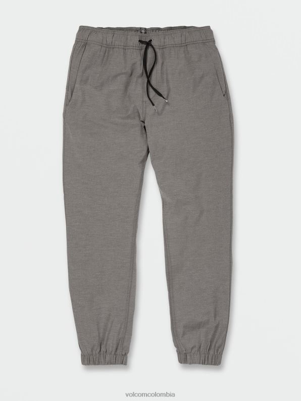 malditos joggers cruzados con cintura elástica cuero gris Z44ZX326 ropa hombres - Image 4