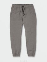 malditos joggers cruzados con cintura elástica cuero gris Z44ZX326 ropa hombres - Image 5