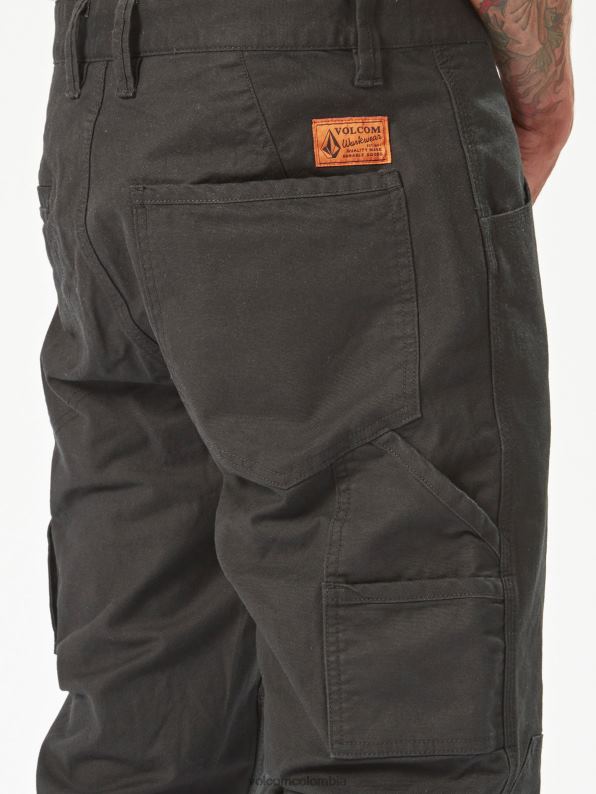 pantalones con dobladillo de pinza de ropa de trabajo negro Z44ZX297 ropa hombres - Image 4