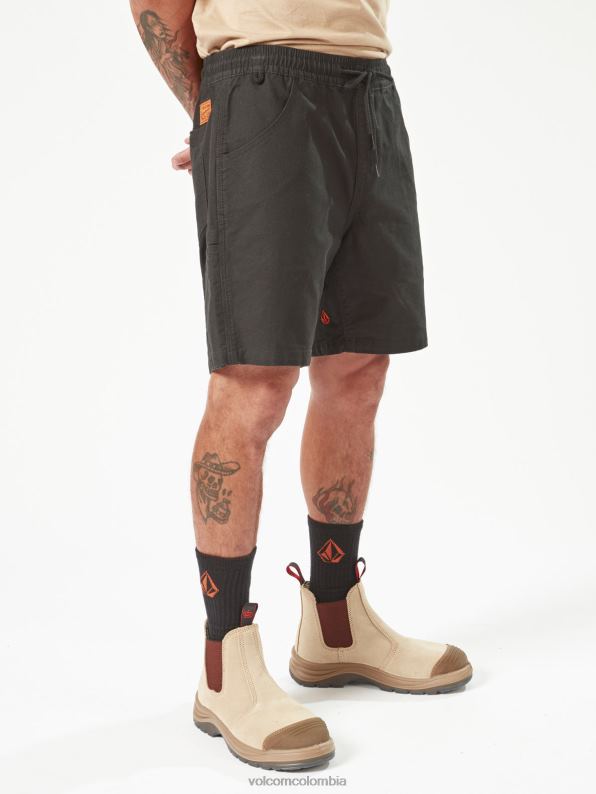 pantalones cortos con cintura elástica negro Z44ZX244 ropa hombres - Image 3