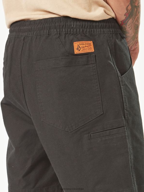 pantalones cortos con cintura elástica negro Z44ZX244 ropa hombres - Image 7