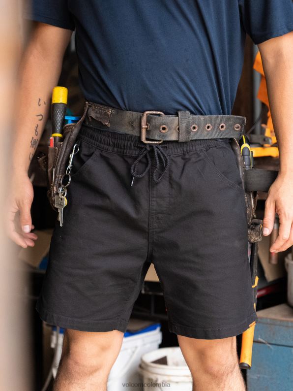 pantalones_cortos_con_cintura_elastica_negro_z44zx244_ropa_hombres.jpg pantalones cortos con cintura elástica negro Z44ZX244 ropa hombres - Image 1