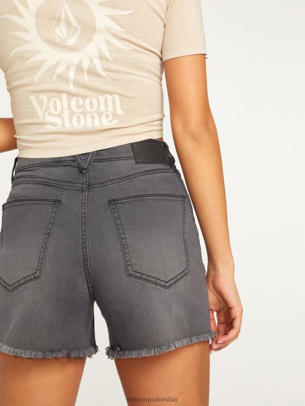 pantalones cortos de hirise con escalones de piedra vendimia negro Z44ZX960 ropa mujer - Image 11