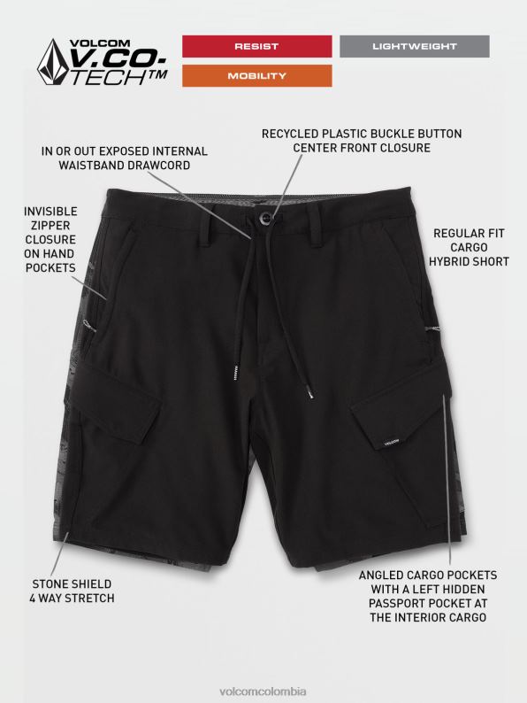 pantalones cortos híbridos de días de campo negro Z44ZX210 ropa hombres - Image 3