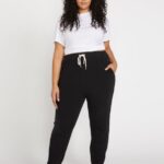 pantalones de lana de salón de talla grande negro Z44ZX942 ropa mujer