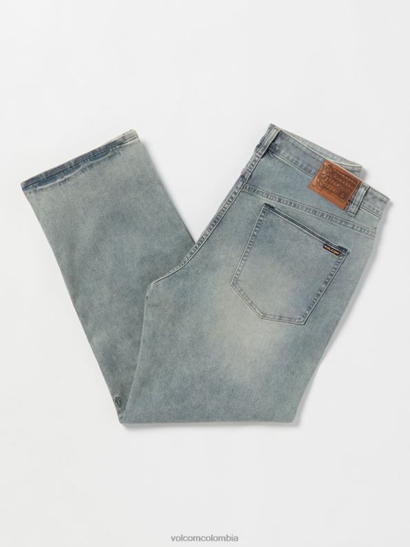 pantalones de mezclilla clavadora lavado claro de tiro seguro Z44ZX343 ropa hombres - Image 3