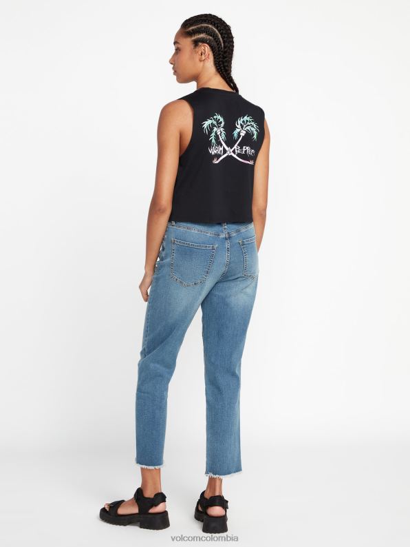 pantalones de tiro alto con escalón de piedra azul jaspe Z44ZX966 ropa mujer - Image 2