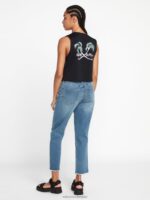 pantalones de tiro alto con escalón de piedra azul jaspe Z44ZX966 ropa mujer - Image 4