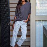 pantalones de tiro alto con escalón de piedra toda la luz de piedra Z44ZX940 ropa mujer