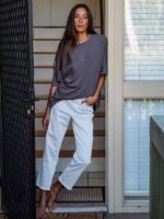 pantalones de tiro alto con escalón de piedra toda la luz de piedra Z44ZX940 ropa mujer