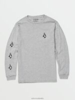 playera de manga larga con piedra icónica cuero gris Z44ZX77 ropa hombres